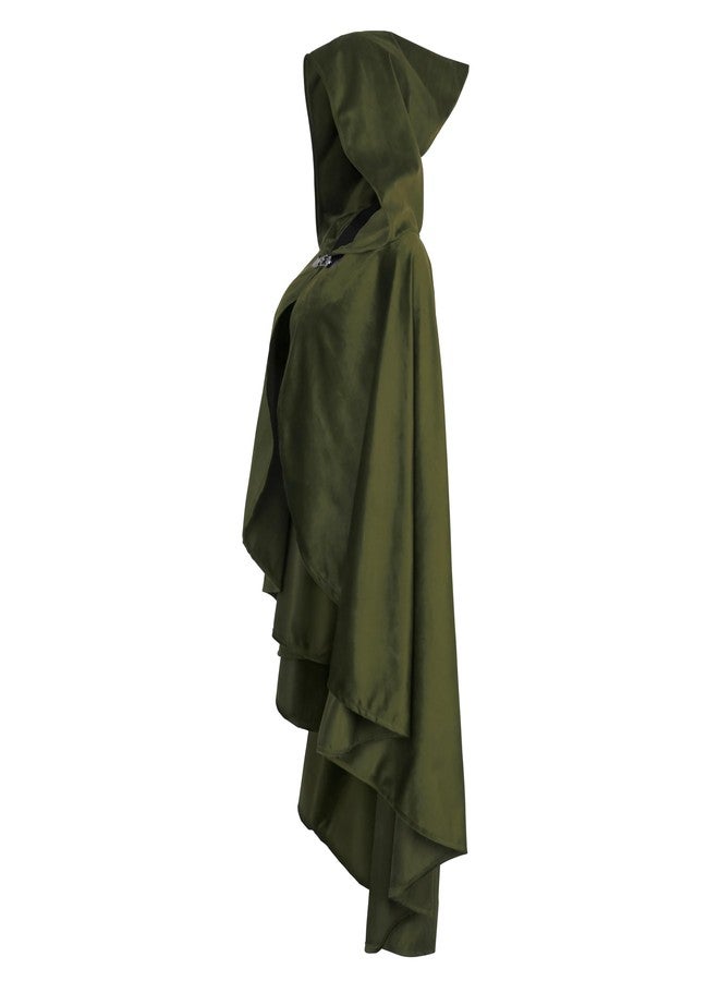 JEGERMIG Fairy Hooded Cloak Renaissance Costume Medieval Cosplay Wizard Witch Cape Green - Image 3